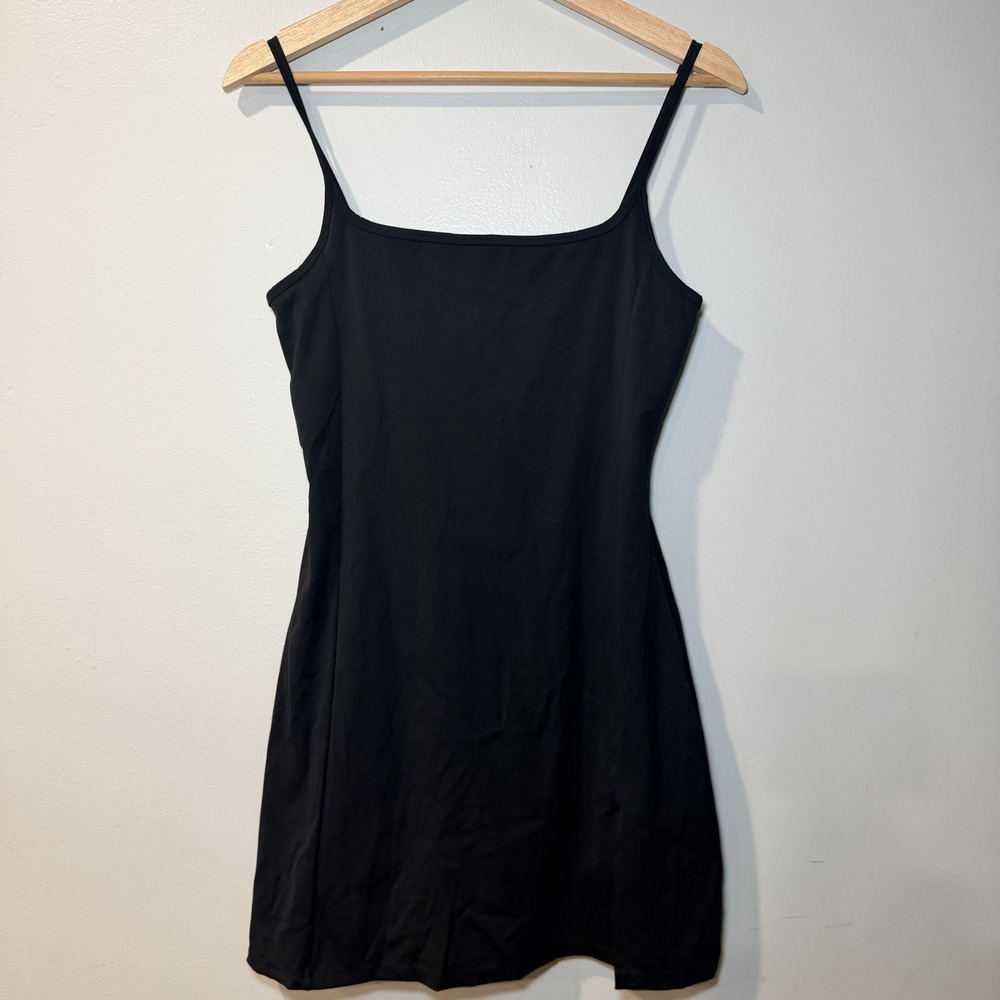 Qinsen Women's Black Stretch Tennis Golf Built In Shorts Mini Dress M